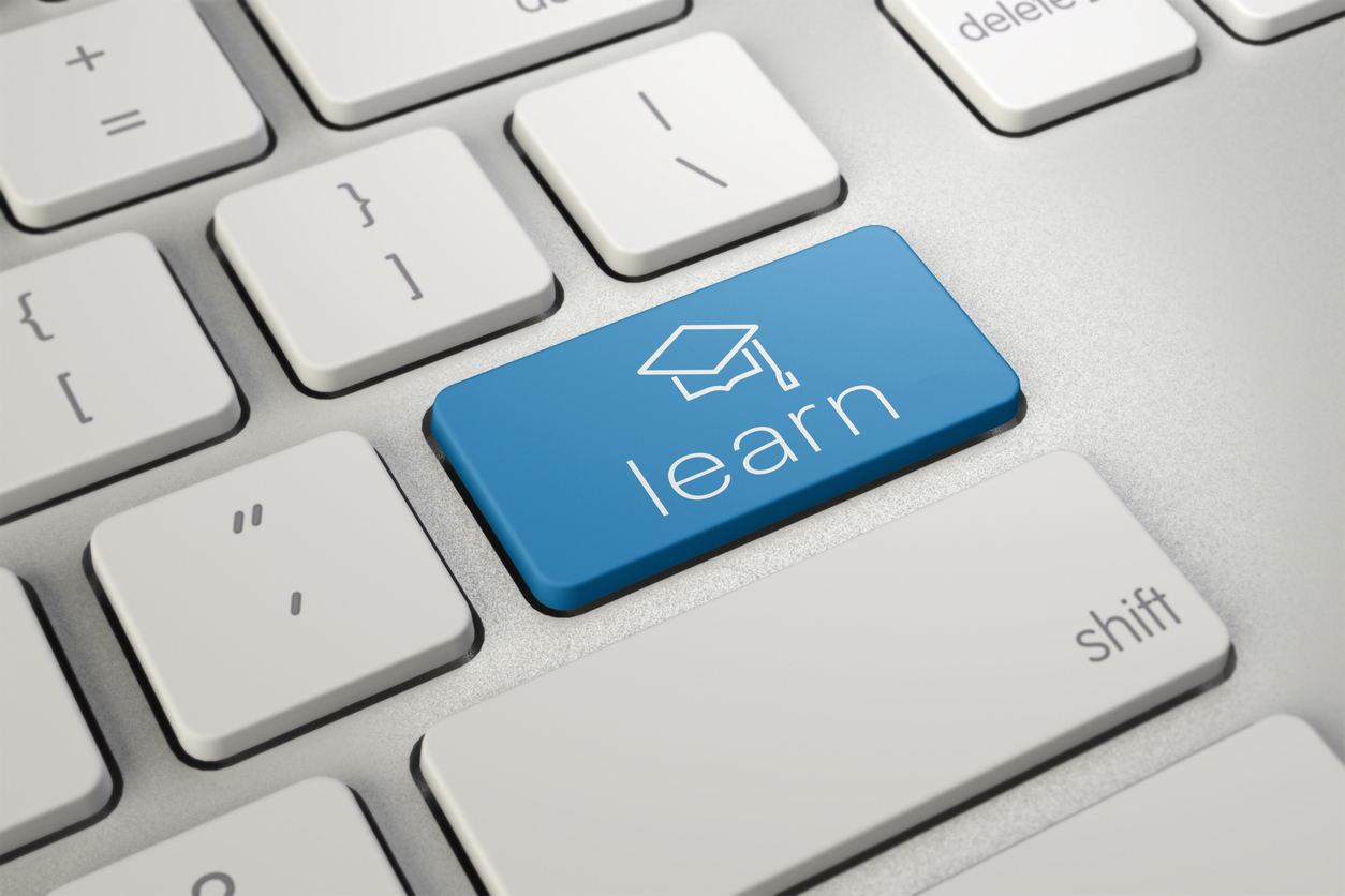 E-Learning Concept. Computer Keyboard