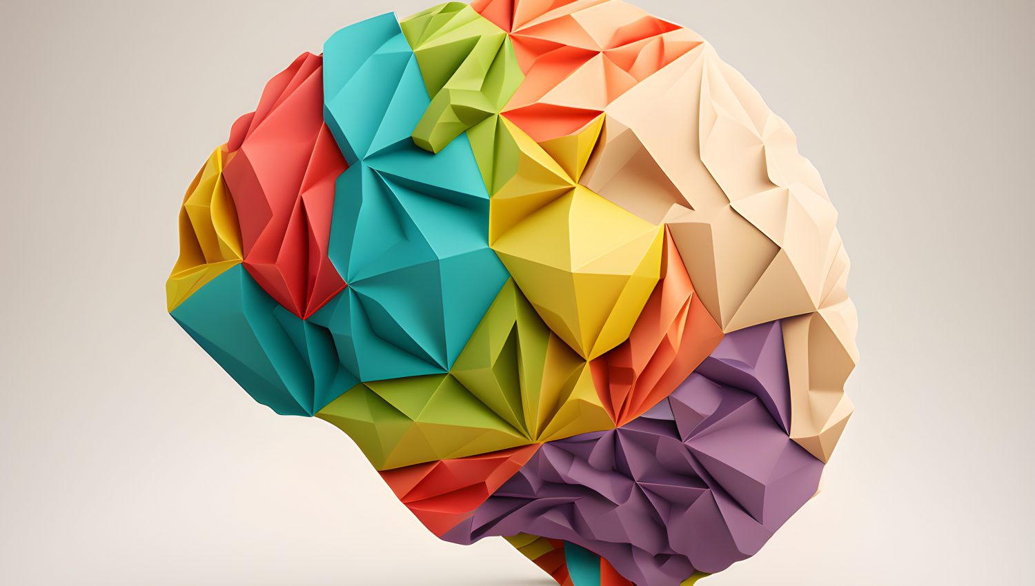 Stock image: A brain made of different pieces of folded paper